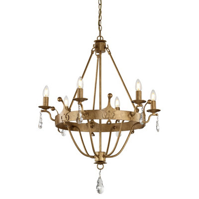 Elstead Windsor 6 Light Chandelier Gold FinishE14 from B&Q