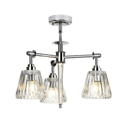 Elstead Agatha 3 Light Multi Arm Ceiling Pendant Light Polished Chrome Ip44G9 from B&Q