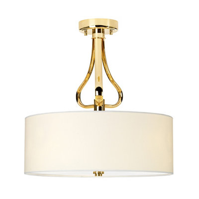 Elstead Falmouth 3 Light Semi Flush Bathroom Ceiling Light Gold Ip44G9 from B&Q
