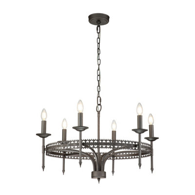 Elstead Crown 6 Light Chandelier Iron FinishE14