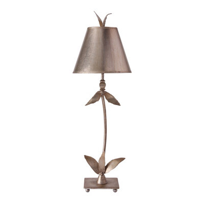 Elstead Red Bell 1 Light Table Lamp Silver Floral Leaves DesignE27 from B&Q