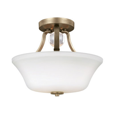 Elstead Evington 2 Light Semi Flush Ceiling Light GoldE27 from B&Q