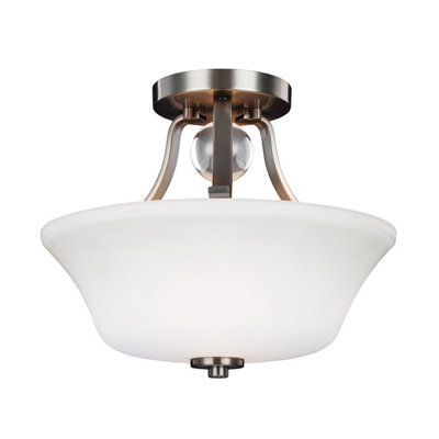 Luminosa Ing Elstead Evington 2 Semi Flush Ceiling Satin Nickel, E27 Light