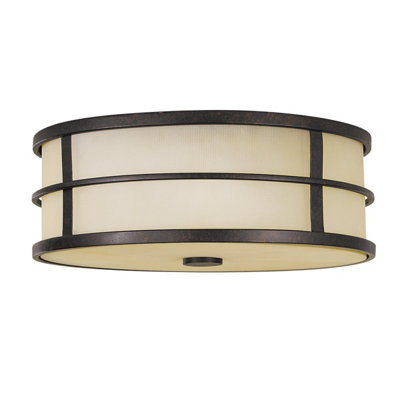 Elstead Fusion 3 Light Flush Mount Ceiling Light BronzeE27 from B&Q