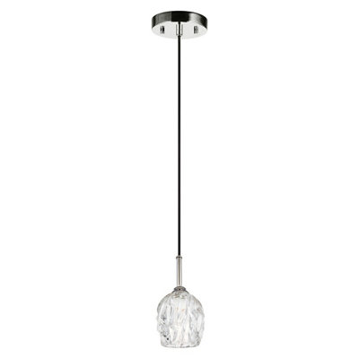 Elstead Rubin 1 Light Ceiling Mini Pendant Polished NickelG9 from B&Q