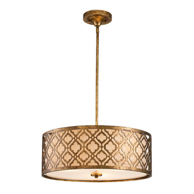 Elstead Arabella 3 Light Large Round Ceiling Duo-Mount Pendant GoldE27 from B&Q