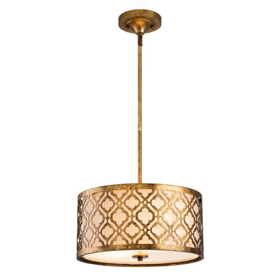 Elstead Arabella 2 Light Medium Round Ceiling Duo-Mount Pendant GoldE27 from B&Q