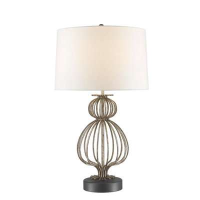 Gilded Nola Lafitte 1Lt Table Lamp Finish: Distressed Silver Wired: 1X100W E27 220-240V 50Hz from B&Q