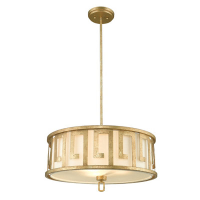 Elstead Lemuria 3 Light Large Round Ceiling Duo-Mount Pendant GoldE27 from B&Q
