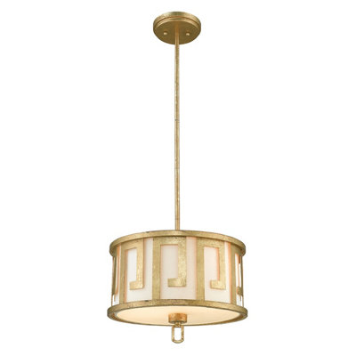 Elstead Lemuria 2 Light Medium Round Ceiling Duo-Mount Pendant GoldE27 from B&Q
