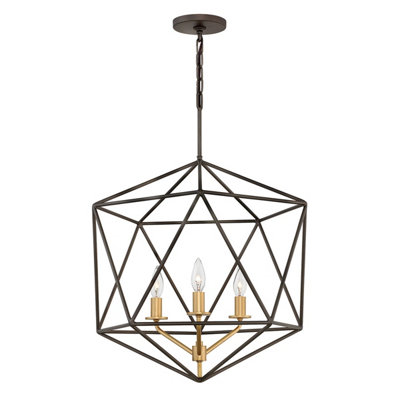 B&Q -  Astrid 3 Light Cage Pendant Chandelier Metallic Matte Bronze