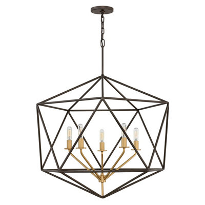 B&Q -  Astrid 5 Light Cage Pendant Chandelier Metallic Matte Bronze