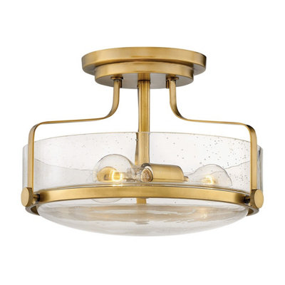 Luminosa Lighting Elstead Harper 3 Light Bowl Semi Flush Ceiling LightHeritage Brass from B&Q