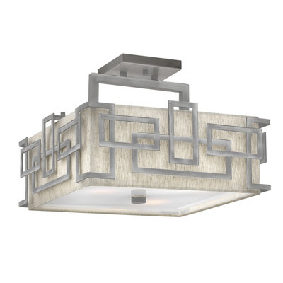 Elstead Lanza 3 Light Semi Flush Mount Ceiling Light NickelE27 from B&Q