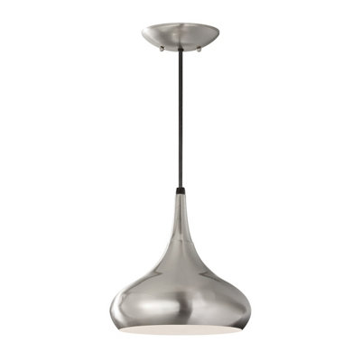 Elstead Beso 1 Light Dome Ceiling Pendant Brushed SteelE27 from B&Q