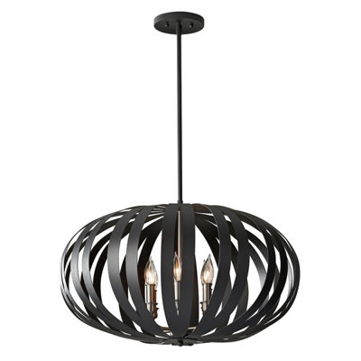 Elstead Lighting Woodstock 6 Light Large ChandelierTextured Black from B&Q
