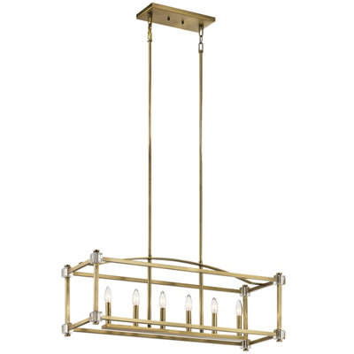 Elstead Lighting Cayden 6 Light Linear ChandelierNatural Brass from B&Q