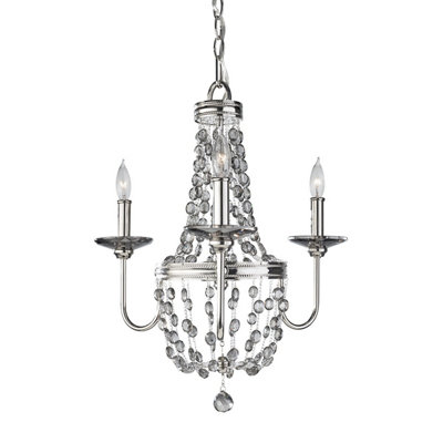 Elstead Lighting Malia 3 Light ChandelierPolished Nickel from B&Q