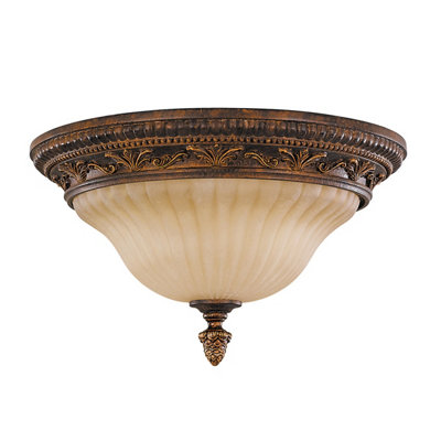 Luminosa Ing Elstead Sonoma Valley 2 Flush Mount Ceiling Aged Tortoise Shell, E27 Light