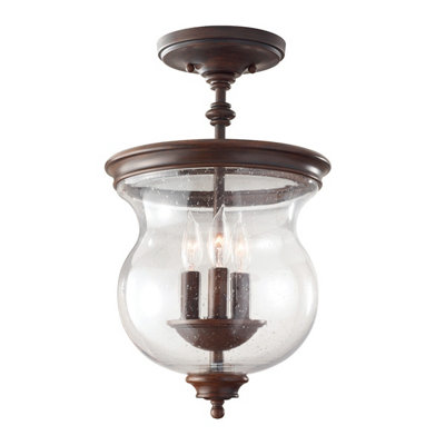 Elstead Pickering Lane 3 Light Semi Flush Ceiling Light Antique BronzeE14 from B&Q