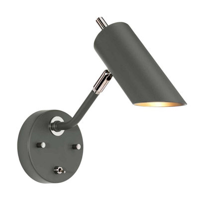 Elstead Lighting Quinto 1 Light Wall LightDark Grey Polished Nickel from B&Q