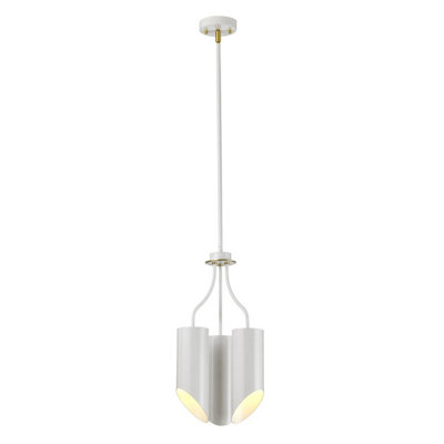 Luminosa Lighting Elstead Quinto 3 Light Multi Arm Ceiling Pendant White Aged BrassE27 from B&Q