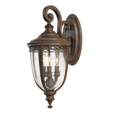 Elstead English Bridle 3 Light Outdoor Medium Wall Lantern Light British Bronze Ip44E14 from B&Q