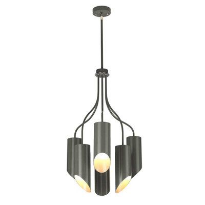 Elstead Lighting Quinto 6 Light ChandelierDark Grey Polished Nickel from B&Q