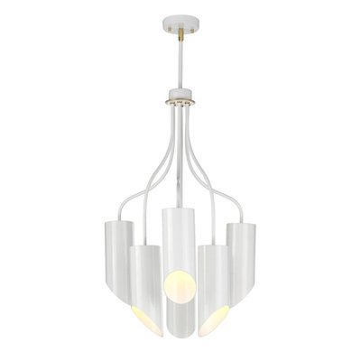 Luminosa Lighting Elstead Quinto 6 Light Multi Arm Ceiling Pendant White Aged BrassE27 from B&Q