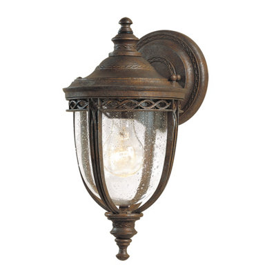 Elstead English Bridle 1 Light Outdoor Small Wall Lantern Light British Bronze Ip44E27 from B&Q