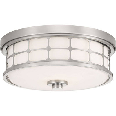 Elstead Guardian 2 Light Flush MountBrushed Nickel FinishE27 from B&Q