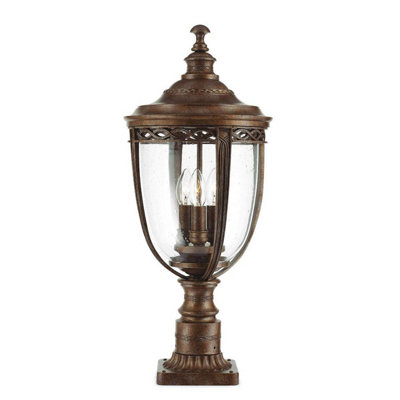 Luminosa Lighting Luminosa English Bridle 3 Light Large Outdoor Pedestal Light British Bronze Ip44E14 from B&Q