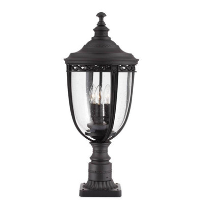 Luminosa Lighting Luminosa English Bridle 3 Light Large Outdoor Pedestal Light Black Ip44E14 from B&Q