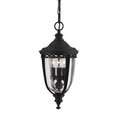 Luminosa Lighting Elstead English Bridle 3 Light Medium Outdoor Ceiling Chain Lantern BlackE14 from B&Q