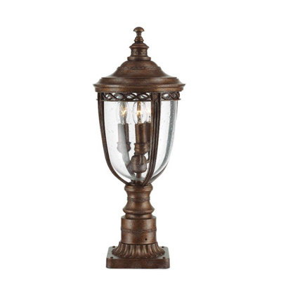 Luminosa Lighting Luminosa English Bridle 3 Light Medium Outdoor Pedestal Light British Bronze Ip44E14 from B&Q
