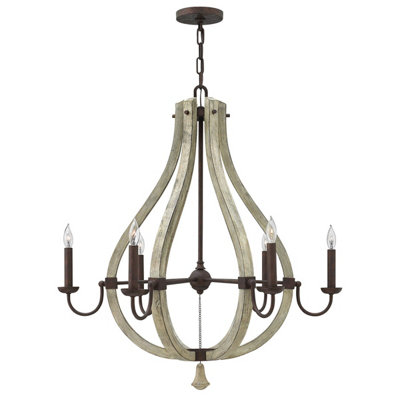 Elstead Middlefield 6 Light Chandelier Iron Rust FinishE14 from B&Q