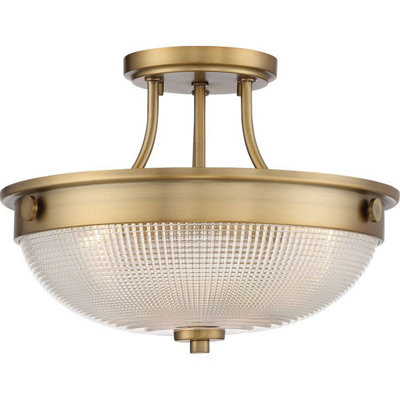 Elstead Mantle 2 Light Semi-FlushWeathered BrassE27 from B&Q