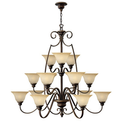 Elstead Cello 15 Light Chandelier Antique BronzeWith Glass Shades from B&Q