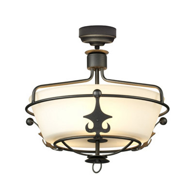 Elstead Windsor 3 Light Semi-FlushGraphiteE27 from B&Q