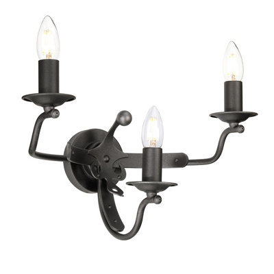 Elstead Windsor 3 Light Candle Wall LightGraphiteE14 from B&Q