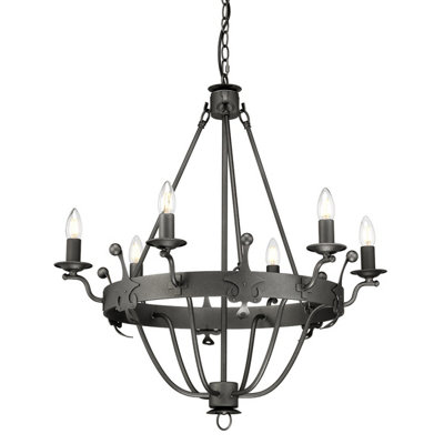 Elstead Windsor 6 Light Chandelier Graphite FinishE14 from B&Q