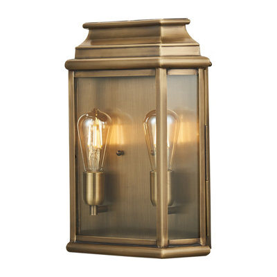 Elstead St Martins 2 Light Large Wall Lantern - Brass Finish Ip44, E27 B&Q