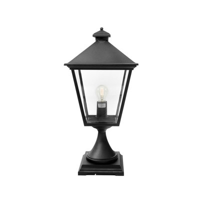Elstead Turin Grande 1 Light Outdoor Pedestal Lantern Black Ip54E27