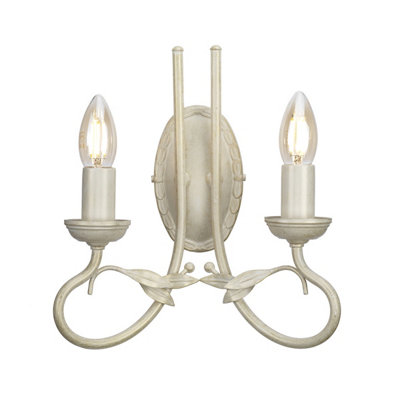 Elstead Olivia 2 Light Indoor Candle Wall Light GoldIvoryE14