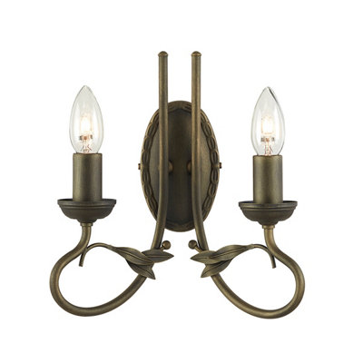 Elstead Olivia 2 Light Indoor Candle Wall Light BlackGoldE14 from B&Q