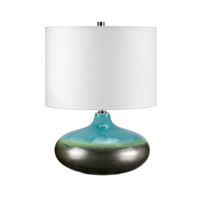 Elstead Laguna 1 Light Small Table Lamp GraphiteTurquoiseE27 from B&Q