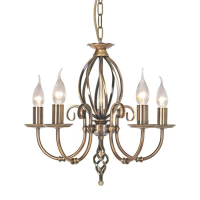 Elstead Artisan 5 Light Chandelier Aged Brass FinishE14