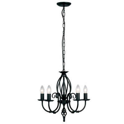 Elstead Artisan 5 Light Chandelier Black FinishE14