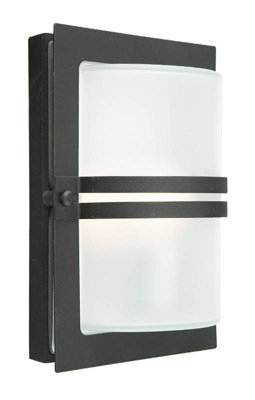 Elstead 1 Light Outdoor Frosted Flush Wall Light Black Ip54E27