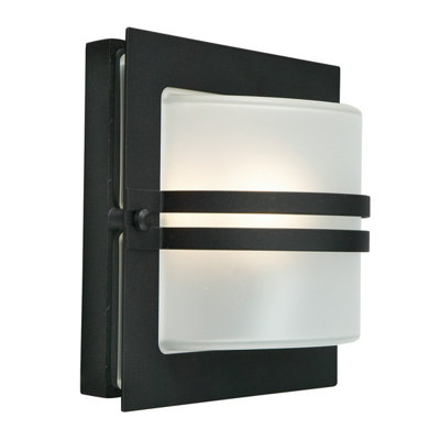 Elstead Bern 1 Light Outdoor Frosted Wall Light Black Ip65E27 from B&Q